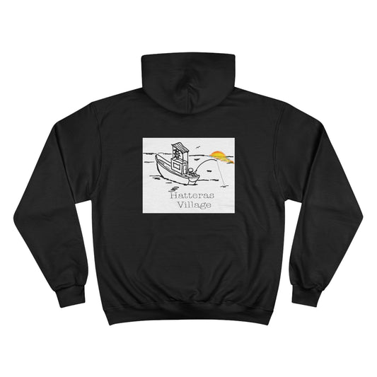 Route 12 NC Village 7 - Hatteras Village Deluxe Champion Hoodie