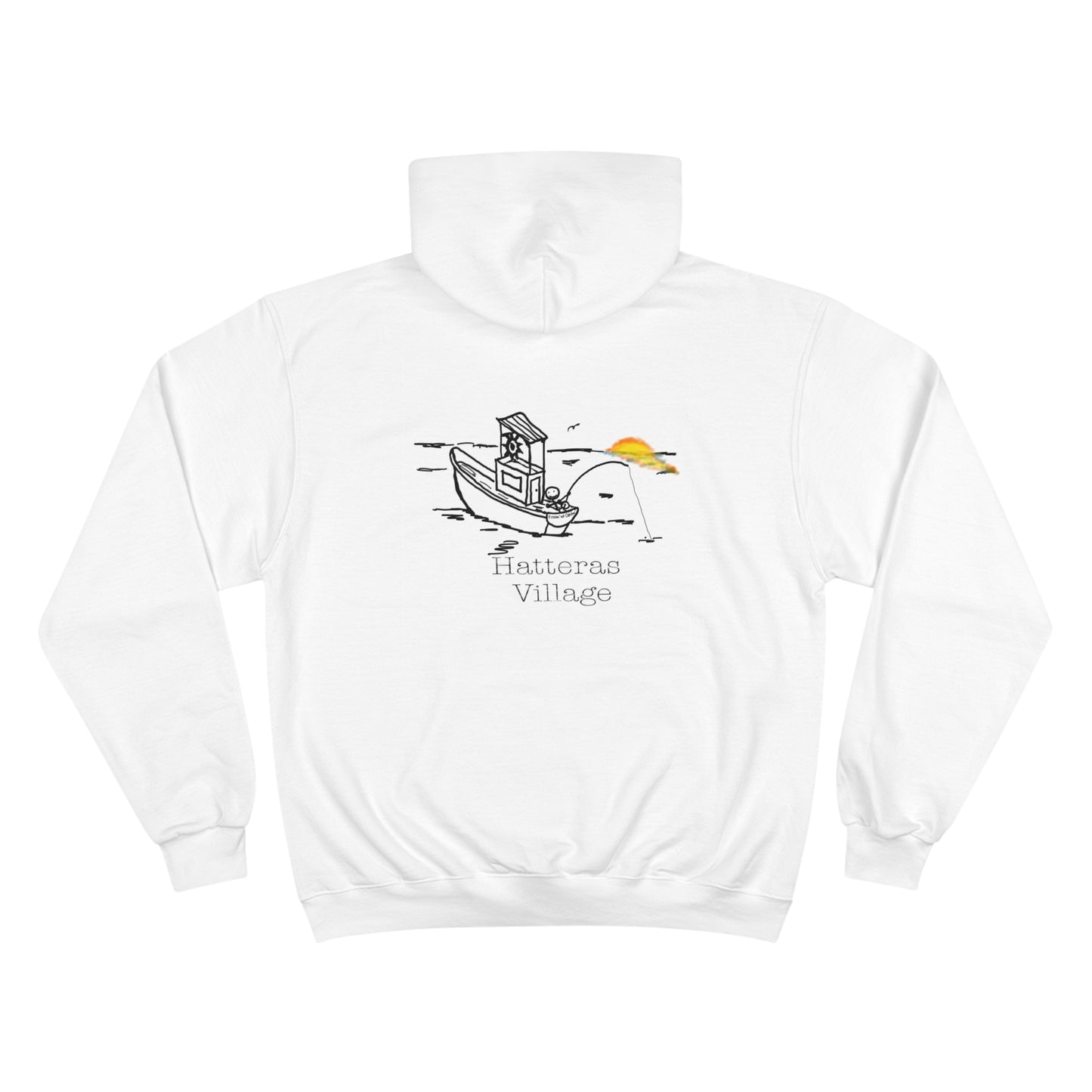 Route 12 NC Village 7 - Hatteras Village Deluxe Champion Hoodie